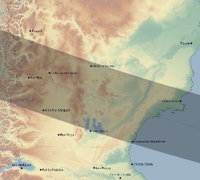 Map of the eclipse path across Argentina on 09/19/2639