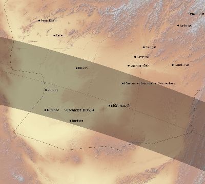 Map of the eclipse path across Afghanistan on 07/19/2642