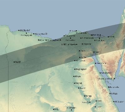 Map of the eclipse path across Egypt on 07/19/2642