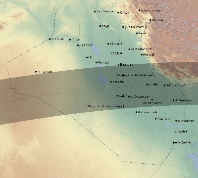 Map of the eclipse path across Iraq on 07/19/2642