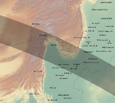 Map of the eclipse path across Pakistan on 07/19/2642