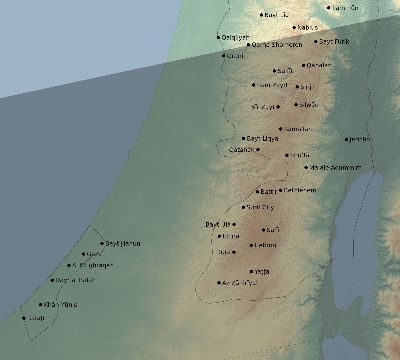 Map of the eclipse path across Palestine on 07/19/2642