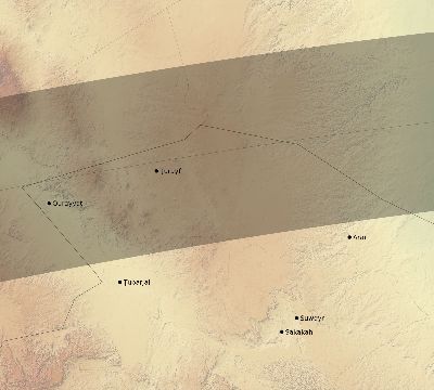 Map of the eclipse path across Saudi Arabia on 07/19/2642