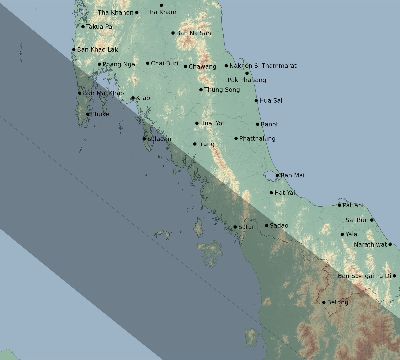 Map of the eclipse path across Thailand on 07/19/2642