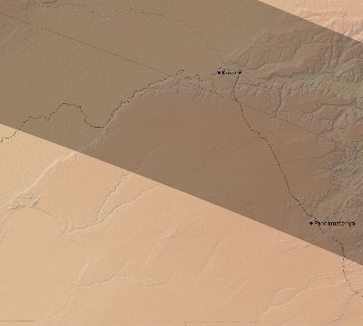 Map of the eclipse path across Botswana on 07/08/2643