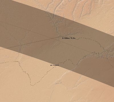 Map of the eclipse path across Namibia on 07/08/2643