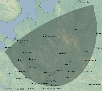 Map of the eclipse path across Russia on 01/02/2644
