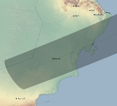 Map of the eclipse path across Oman on 05/17/2645