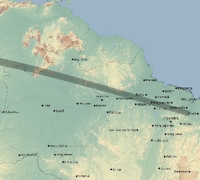 Map of the eclipse path across Brazil on 05/07/2646