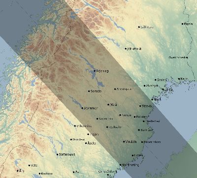 Map of the eclipse path across Sweden on 10/20/2647