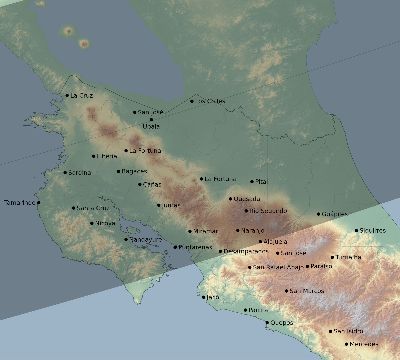 Map of the eclipse path across Costa Rica on 03/05/2649