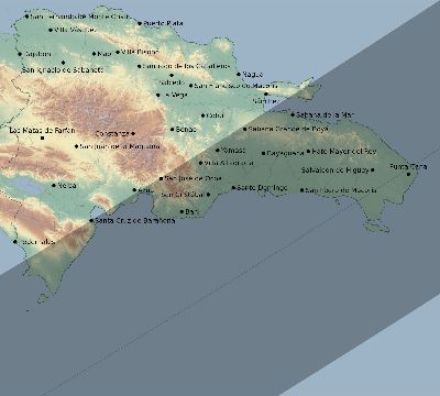 Map of the eclipse path across Dominican Republic on 03/05/2649