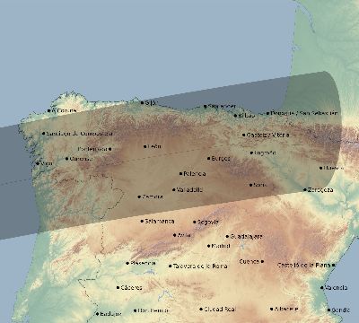 Map of the eclipse path across Spain on 03/05/2649