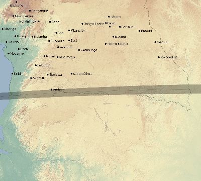 Map of the eclipse path across Cameroon on 08/30/2649