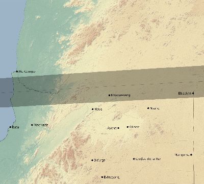 Map of the eclipse path across Equatorial Guinea on 08/30/2649