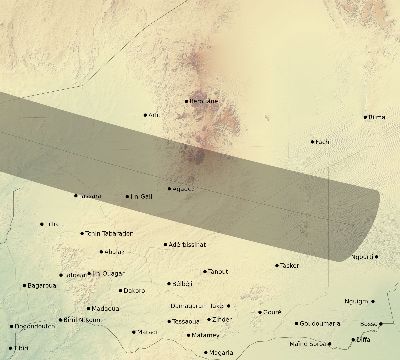 Map of the eclipse path across Niger on 08/19/2650