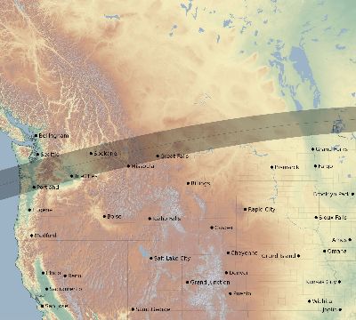 Map of the eclipse path across United States on 08/19/2650