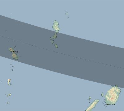 Map of the eclipse path across Indonesia on 12/22/2652