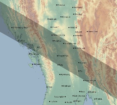 Map of the eclipse path across Myanmar on 12/22/2652