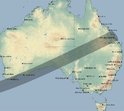 Map of the eclipse path across Australia on 12/12/2653