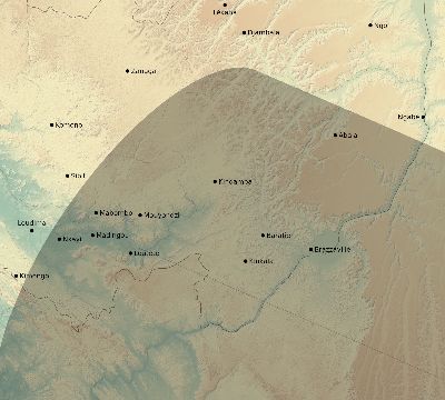 Map of the eclipse path across Republic of the Congo on 12/12/2653