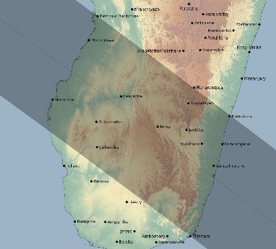 Map of the eclipse path across Madagascar on 12/12/2653