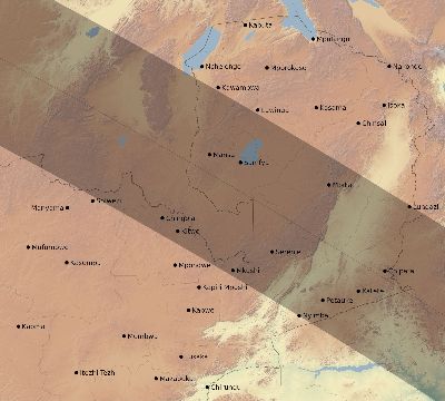 Map of the eclipse path across Zambia on 12/12/2653