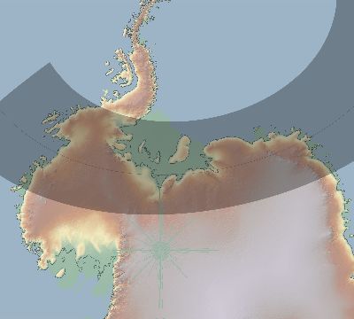 Map of the eclipse path across Antarctica on 12/01/2654