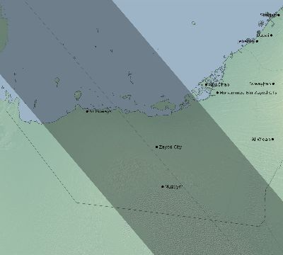 Map of the eclipse path across United Arab Emirates on 10/10/2656