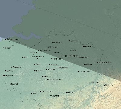 Map of the eclipse path across Belgium on 10/10/2656