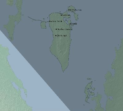 Map of the eclipse path across Bahrain on 10/10/2656
