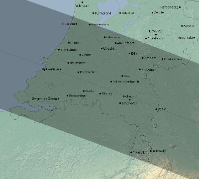 Map of the eclipse path across Netherlands on 10/10/2656