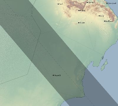 Map of the eclipse path across Oman on 10/10/2656