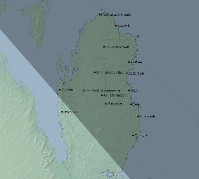 Map of the eclipse path across Qatar on 10/10/2656