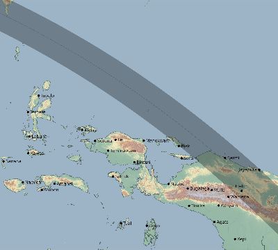 Map of the eclipse path across Indonesia on 09/29/2657