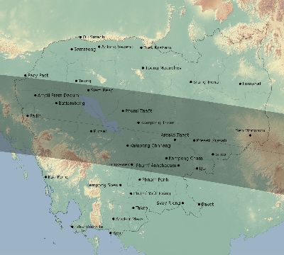 Map of the eclipse path across Cambodia on 09/29/2657