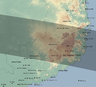 Map of the eclipse path across Vietnam on 09/29/2657