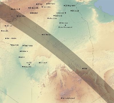 Map of the eclipse path across Algeria on 07/29/2660