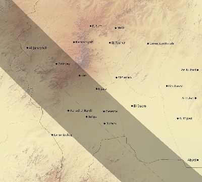 Map of the eclipse path across Sudan on 07/29/2660