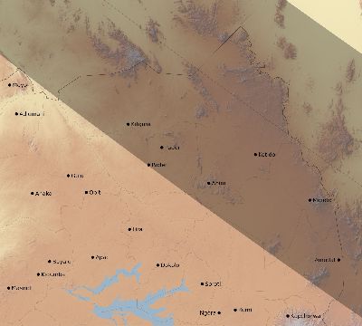 Map of the eclipse path across Uganda on 07/29/2660