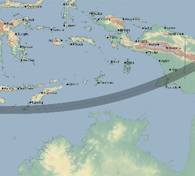 Map of the eclipse path across Indonesia on 01/22/2661
