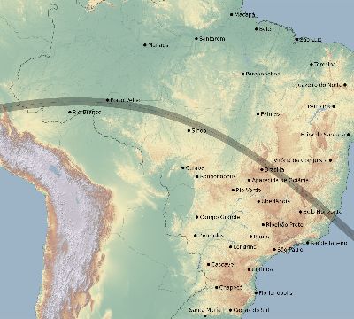 Map of the eclipse path across Brazil on 07/18/2661