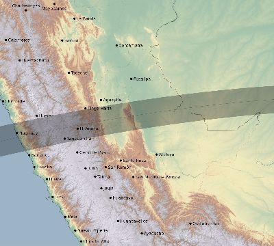 Map of the eclipse path across Peru on 07/18/2661
