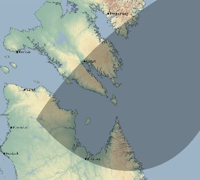Map of the eclipse path across Canada on 01/12/2662