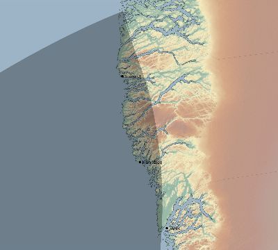 Map of the eclipse path across Greenland on 01/12/2662