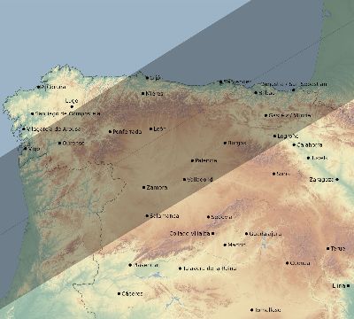 Map of the eclipse path across Spain on 05/29/2663