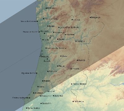Map of the eclipse path across Portugal on 05/29/2663