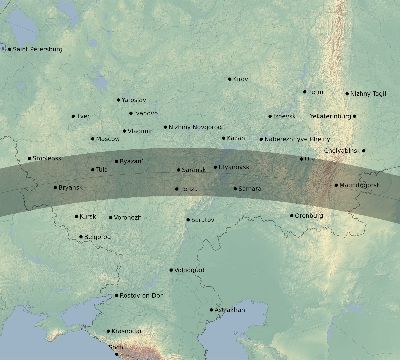 Map of the eclipse path across Russia on 05/29/2663