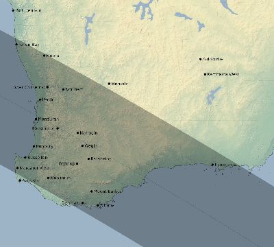 Map of the eclipse path across Australia on 11/21/2663