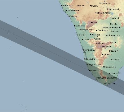 Map of the eclipse path across India on 11/10/2664